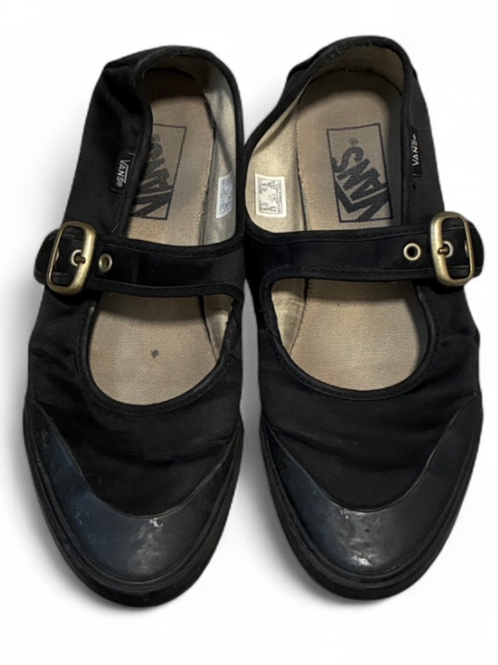 Vans Black Mary Jane Shoes with Gold Buckle